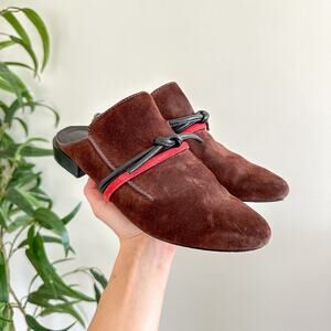 3.1 Phillip Lim Suede Almond-Toe Slip On Mules Brown 39